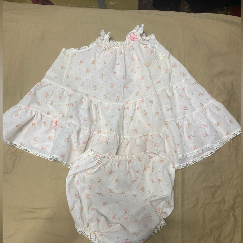 Vintage no label little girl dress and bloomer